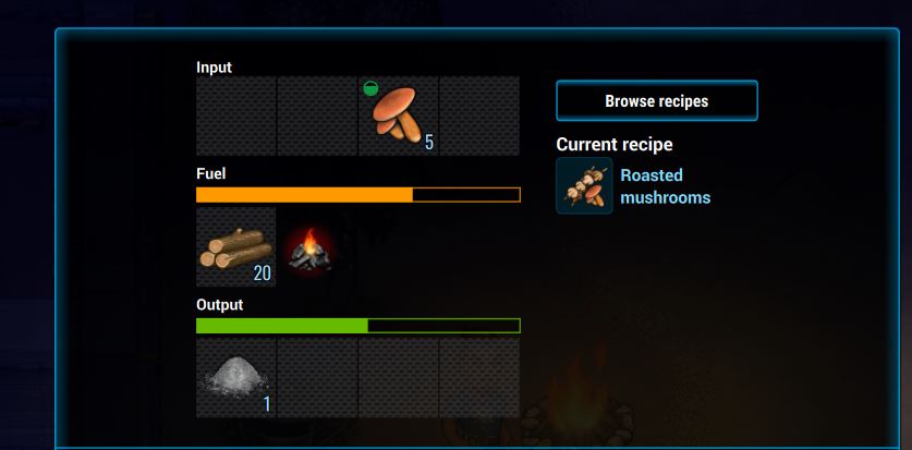 cooking mushrooms in cryofall